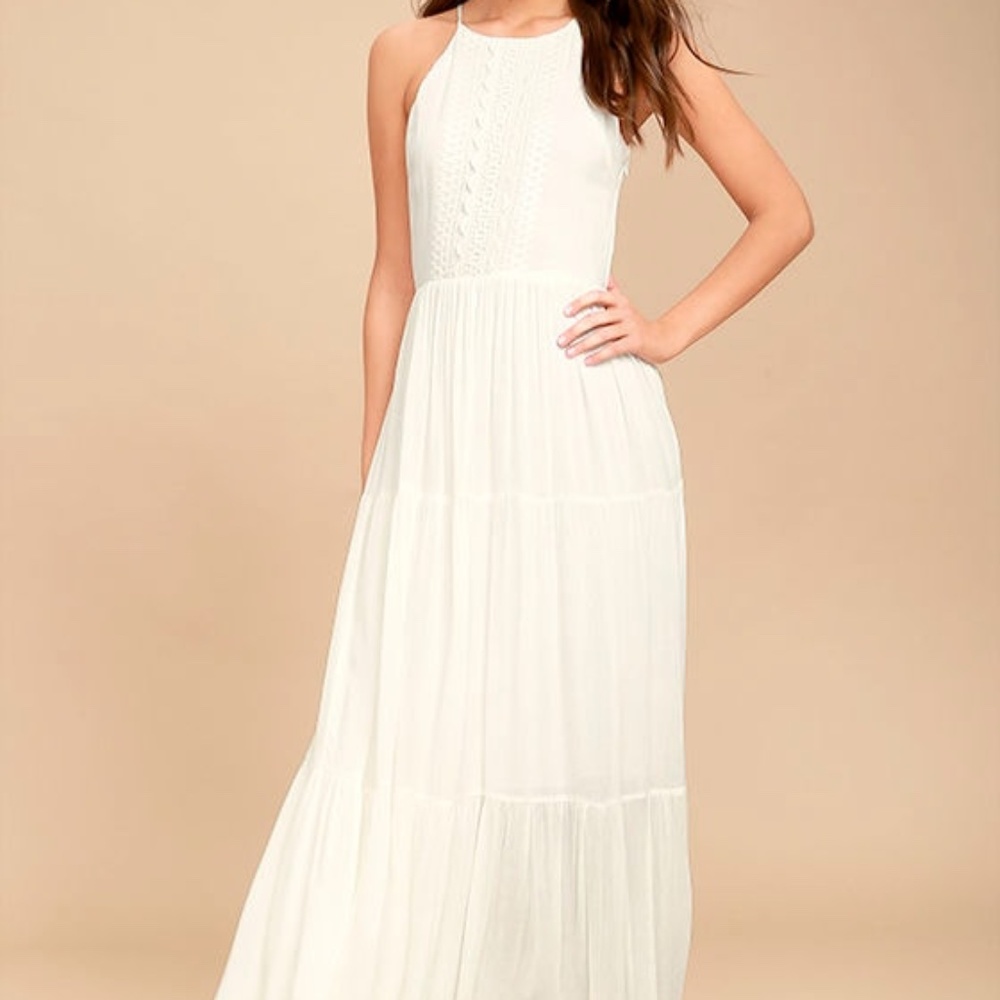 Lulus For Life White Embroidered Maxi Dress - Size S